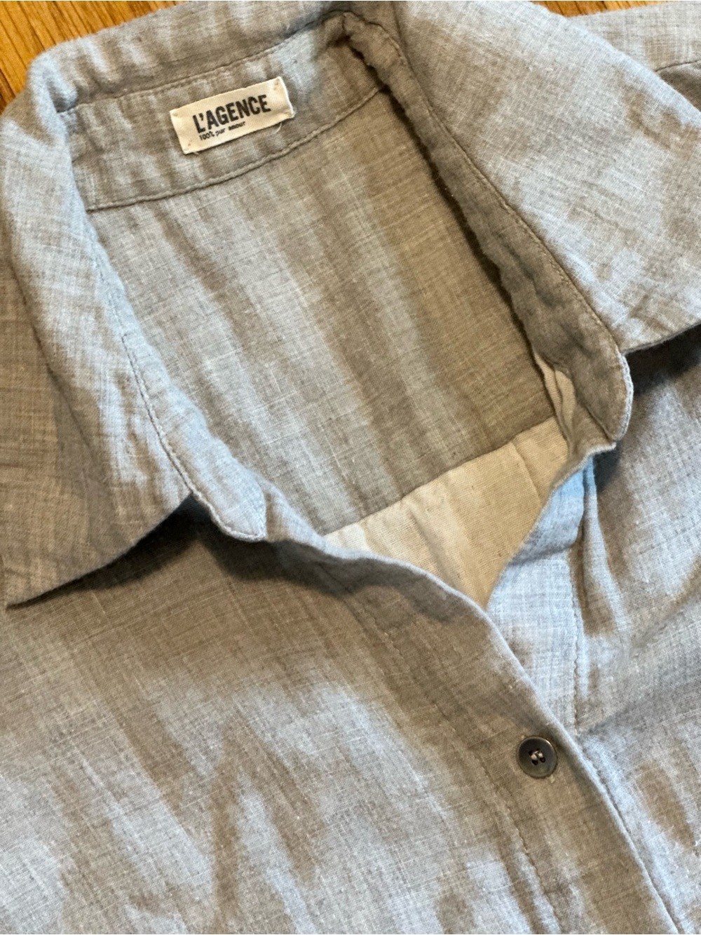 L'AGENCE Light Gray 100% Cotton Button Down Utility Shirt Size 0